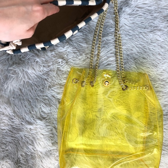 Vintage yellow PVC bag & brand new matching yellow sunglasses from Monarch Tokyo - Picture 2 of 3